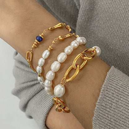 Stainless Steel Pearl Bracelet High-End Ins Light Luxury Earrings Titanium Steel Jewelry Earrings