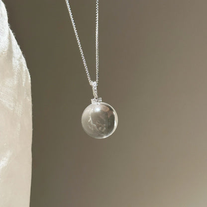 S925 Sterling Silver Ice Transparent White Crystal Pendant Necklace