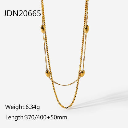 Double Layer Stacked Titanium Steel Necklace Light Luxury High-end Clavicle Chain Stainless Steel Jewelry Non-fading