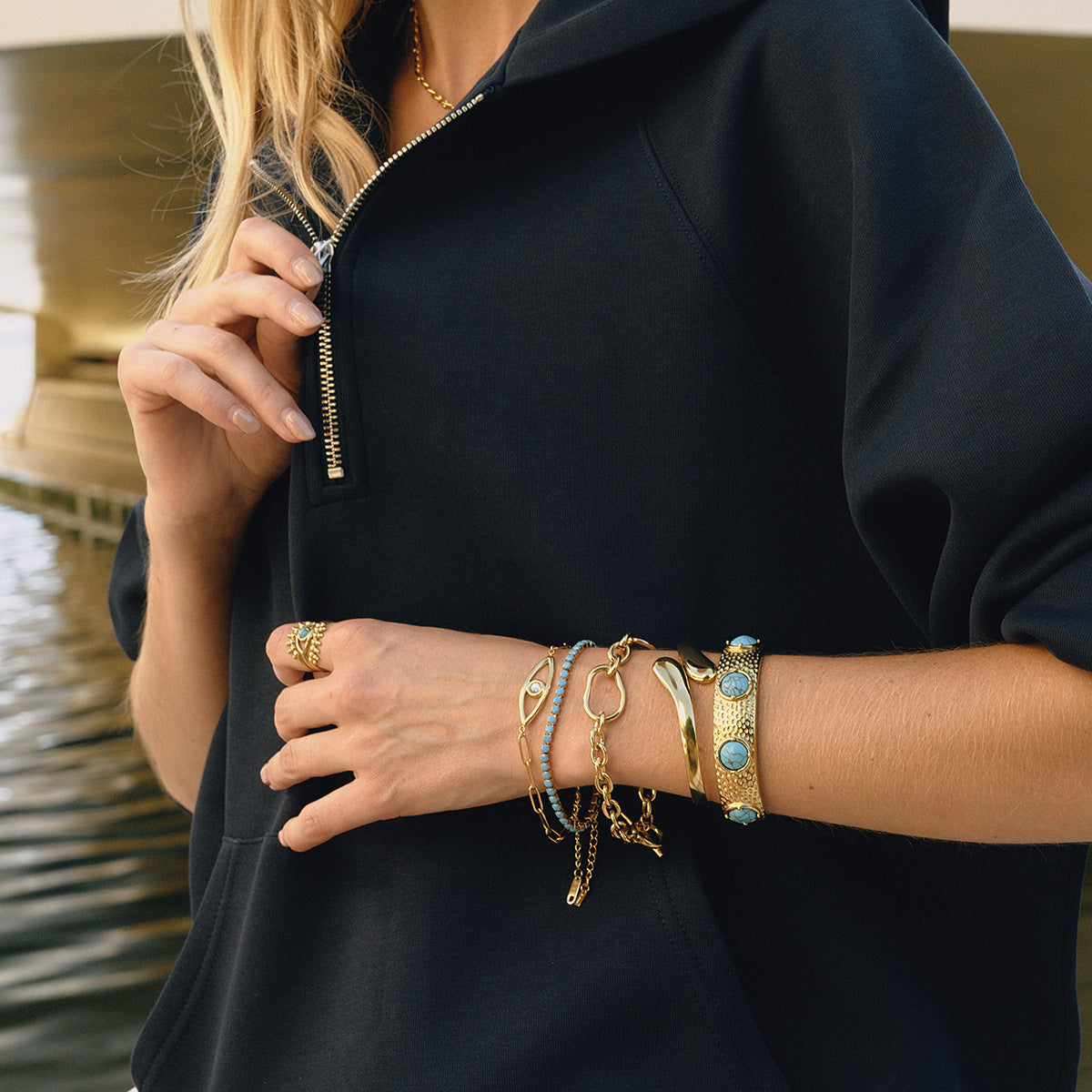 Titanium Steel Devil's Eye OT Buckle Bracelet Niche Light Luxury Hand Jewelry Non-Fading Stainless Steel Autumn Winter Accessories