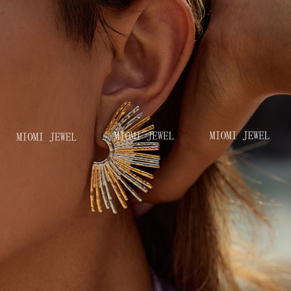 Stainless Steel Sunflower Earrings Niche Design Sense Ear Jewelry Non-Fading Titanium Steel Stud Earrings Accessories