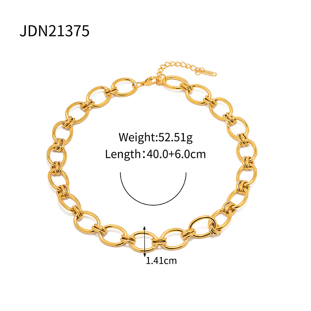 Ins Style 18K Gold Thick Chain Stainless Steel Bracelet Versatile Titanium Steel Non-Fading Bracelet Jewelry