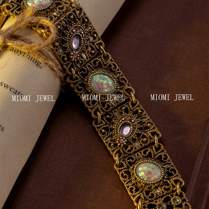 Qingdao Vintage Jewelry Luxurious Crystal Multi-layer High-end Bracelet Retro Palace Style Square Geometric Shape Bracelet