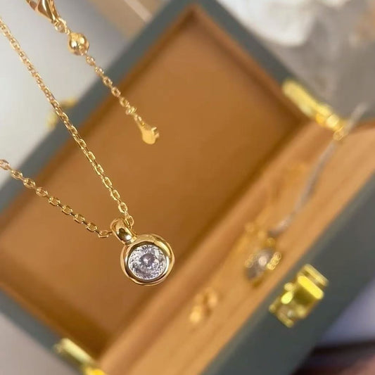 S925 Sterling Silver Bubble Necklace Flashing Diamond Collarbone Chain Simple Elegant High-end Feel