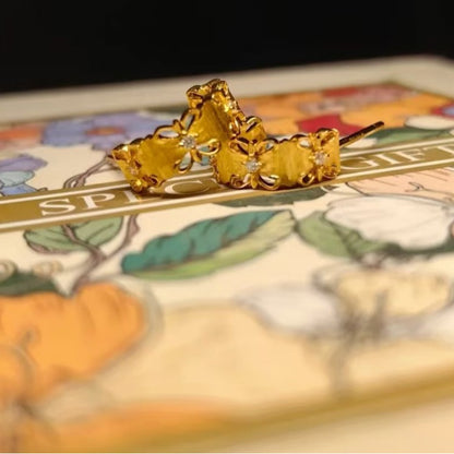 S925 Sterling Silver Vintage Commuter Iris Brushed Earrings Niche High-end Light Luxury Ear Jewelry