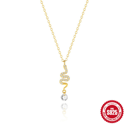S925 Sterling Silver Hot-Selling Element Design High-End Snake Necklace for Women with Zircon Inlay Creative Matching Chain