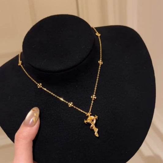 Pure Silver S925 High-End Clavicle Chain Light Luxury Scepter Snake Necklace Exquisite Versatile Niche Personality Design Sense