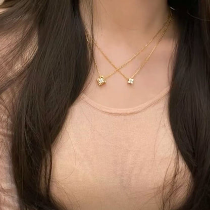 Pure Silver S925 French Retro Dragon Heart Same Style Four-Leaf Clover Detachable Necklace Light Luxury High-End Clavicle Chain for Women