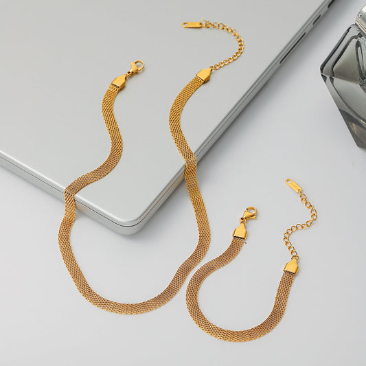 Plain Circle Titanium Steel Necklace for Women, Light Luxury High-End Bracelet, Non-Fading Jewelry, Stainless Steel Accessories