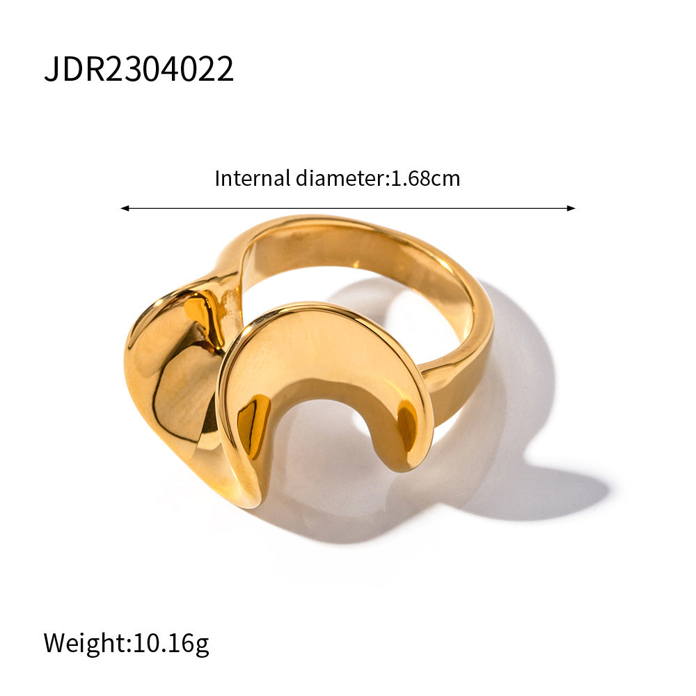 18K Gold Stainless Steel Exaggerated Ring High-End INS Light Luxury Titanium Steel Rings for Women