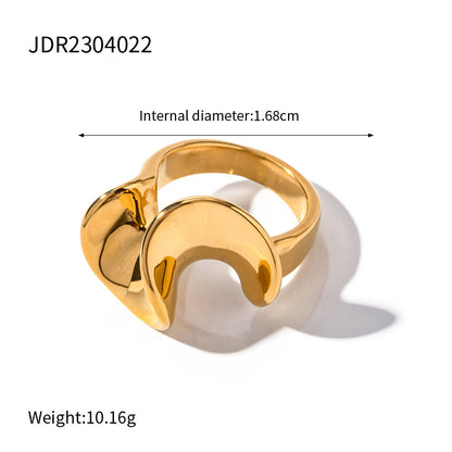 18K Gold Stainless Steel Exaggerated Ring High-End INS Light Luxury Titanium Steel Rings for Women