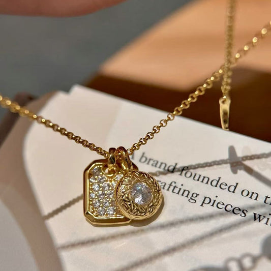 Pure Silver S925 Tianfangdiyuan Wushi Pendant Full Diamond Necklace Fashion Versatile Commuting Simple Personality Light Luxury Collarbone Chain