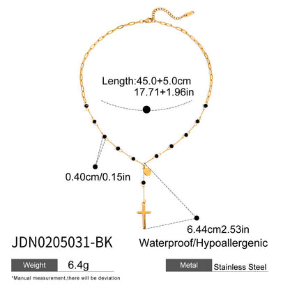 Titanium Steel Cross Long Necklace Light Luxury High-end Y-shaped Chain Stainless Steel Jewelry Sweater Chain