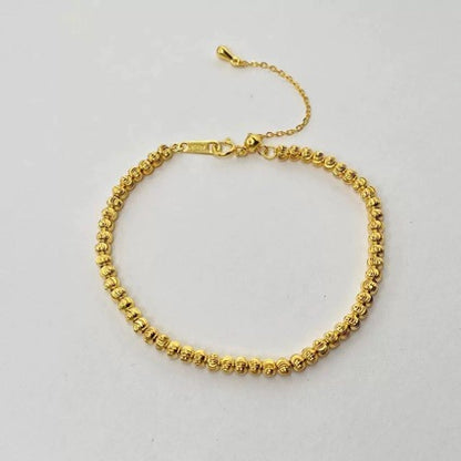 Sterling Silver S925 Real Gold Plated Cat's Eye Bead Bracelet Light Luxury High-end Exquisite Niche Design Jewelry