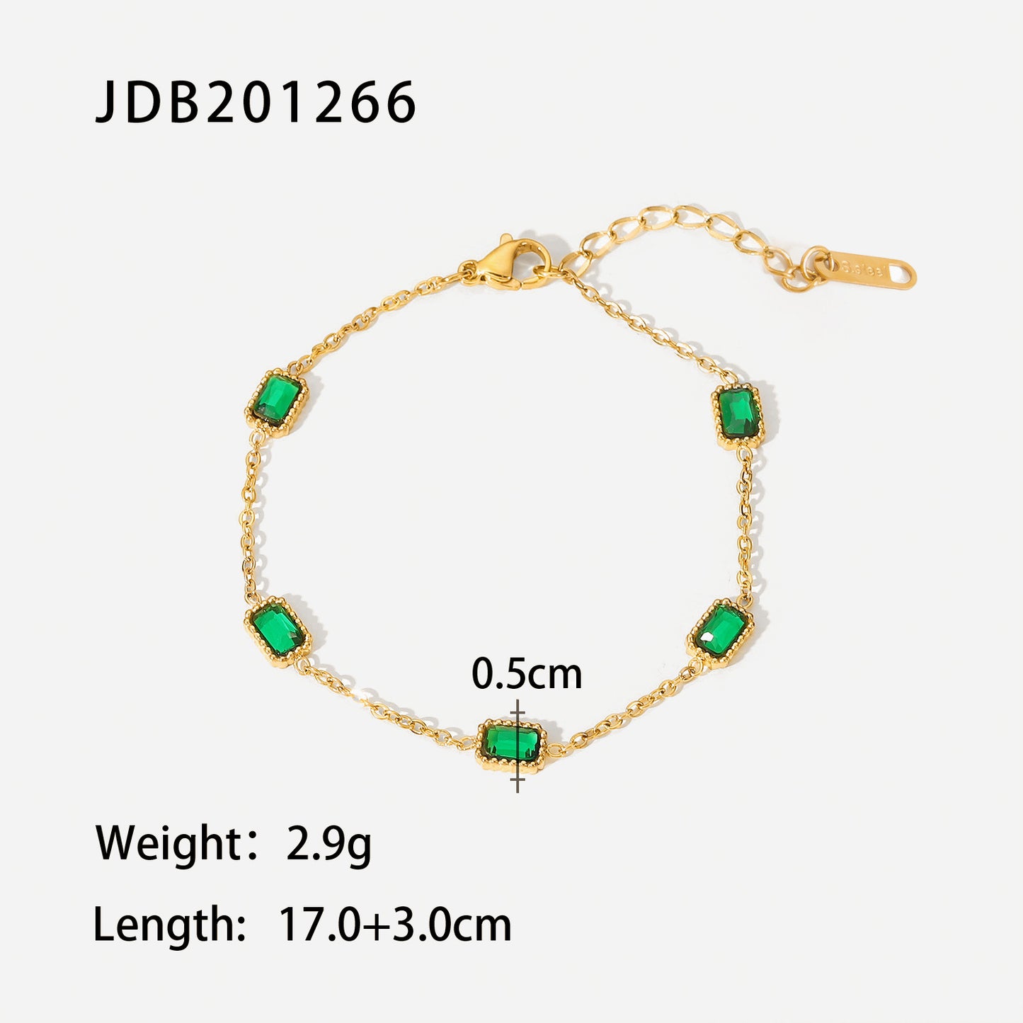 Ins Style Square Emerald Zircon Necklace Light Luxury Niche High-end Titanium Steel Collarbone Chain Necklace Bracelet