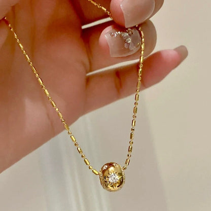 Starlight Road Necklace 925 Sterling Silver Light Luxury High-end Feel 18K Gold Plated Simple Rotating Clavicle Chain