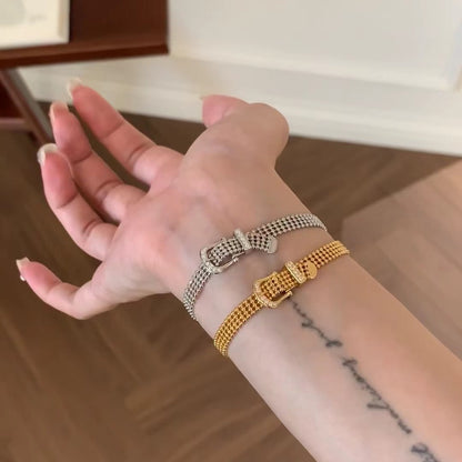 Pure Silver S925 High Carbon Diamond Light Luxury Style High-end Lace Strap Bracelet