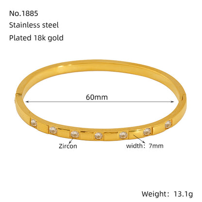 Hot-Selling Non-Fading Bracelet Titanium Steel Gold Wide Open Versatile Cuban Diamond-Studded Bracelet Factory Direct Sale