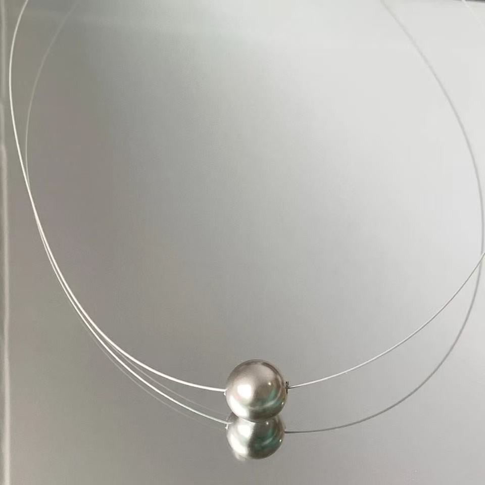 Light Luxury Niche French Retro Classic Versatile High-End Elegant Fish Line Shijia Pearl Necklace Collarbone Chain