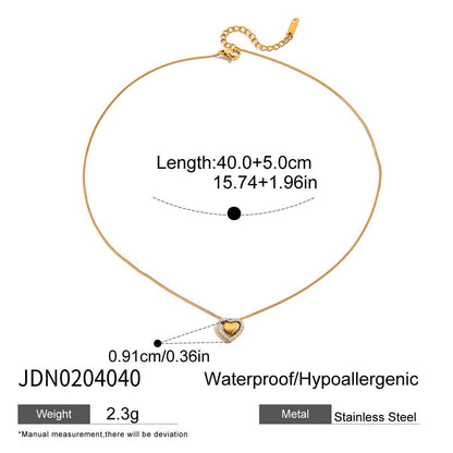 Stainless Steel Heart Necklace Light Luxury High-End Clavicle Chain Titanium Steel Jewelry Non-Fading Hot Item