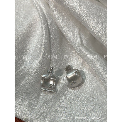 Cool and Elegant Star Earrings Matte Brushed Full S925 Sterling Silver Earrings Niche Simple High-end Jewelry