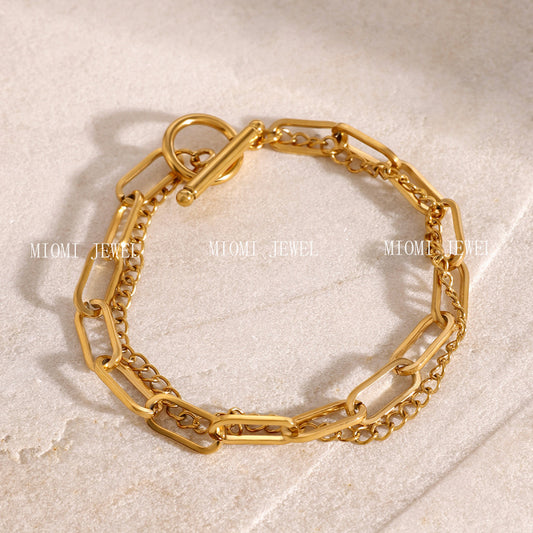 Stainless Steel OT Buckle Plain Circle Multi-layer Bracelet High-end Ins Style Titanium Steel Hand Jewelry for Women