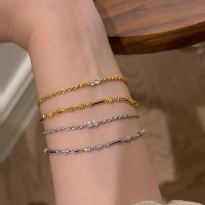 Pure Silver S925 Real Gold Plated New Chinese Style Bamboo Bracelet Light Luxury High-end Exquisite Niche Jewelry