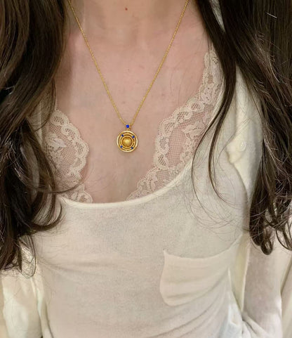 Sterling Silver S925Heavy Craft High-End Brushed Rotating Planet Necklace Niche Design Light Luxury Blue Diamond Star Collarbone Chain