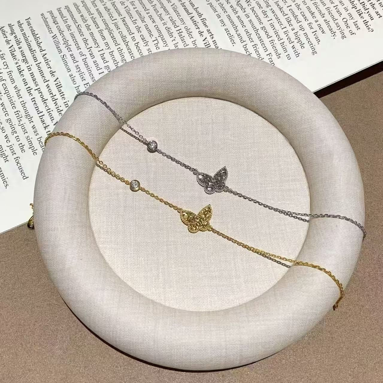 Pure Silver S925 CNC Craft Ice Butterfly Bracelet Light Luxury High-end Bracelet Elegant Socialite Style Versatile Temperament