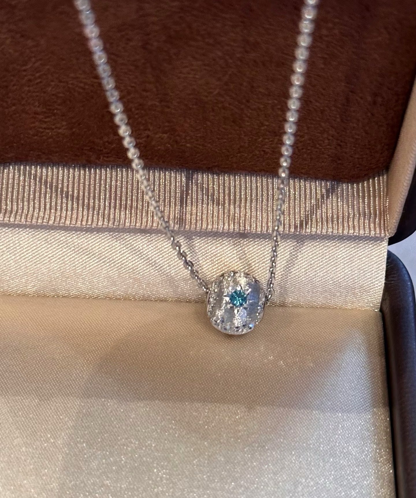 S925Pure Silver Light Luxury High-End Brushed Craft Sphere Starlight Road Three-Color Ball Necklace Niche Design