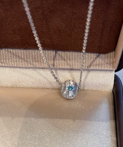 S925Pure Silver Light Luxury High-End Brushed Craft Sphere Starlight Road Three-Color Ball Necklace Niche Design