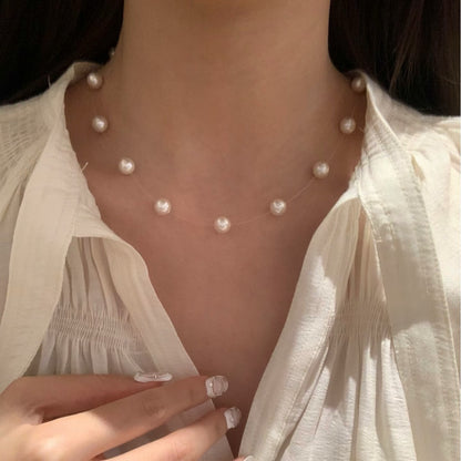 Light Luxury Niche French Retro Classic Versatile High-End Elegant Starfish Fish Line Pearl Necklace Collarbone Chain