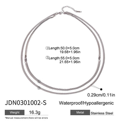 Double Layer Stacked Titanium Steel Necklace Light Luxury High-end Clavicle Chain Stainless Steel Jewelry Non-fading