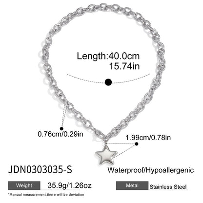 Five-Pointed Star Stainless Steel Necklace Light Luxury Niche Jewelry for Women High-End Titanium Steel Bracelet Accessories