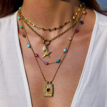 Stainless Steel Card Heart Necklace Light Luxury High-End Clavicle Chain Titanium Steel Jewelry Non-Fading