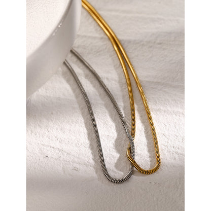 18K Gold Stainless Steel Gold and Silver Color Block Flat Snake Bone Chain Necklace INS Minimalist Style Unique Design Titanium Steel Necklace