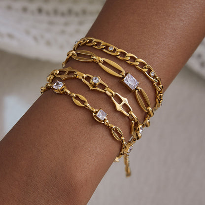 18k Titanium Steel Zircon Bracelet Niche Light Luxury Jewelry Non-Fading Stainless Steel Accessories for Women High-End Feel