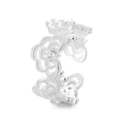 S925 Sterling Silver Lace Cloud Ring Light Luxury Retro Ins Niche Design Index Finger Ring