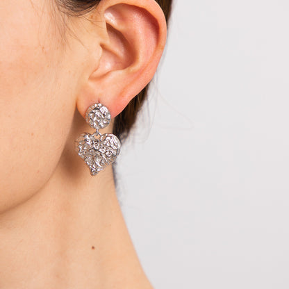 Heart-shaped Earrings Luxury High-end Feel 18K Gold Stainless Steel Necklace Accessories Women's Jewelry