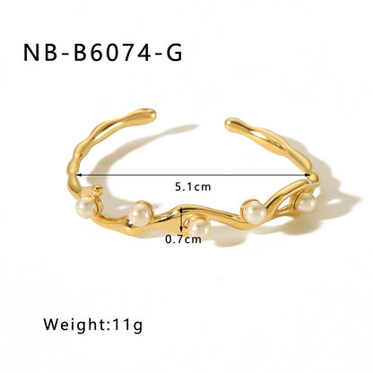Hot-Selling Zircon Heart-Shaped Quadrilateral Geometric White Zircon Green Zircon Titanium Steel Real Gold Plated Color-Retaining Jewelry Bracelet