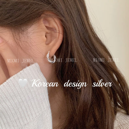 Korea Dongdaemun Simple High-End Earrings S925 Sterling Silver Braided Ear Cuff Style Earrings