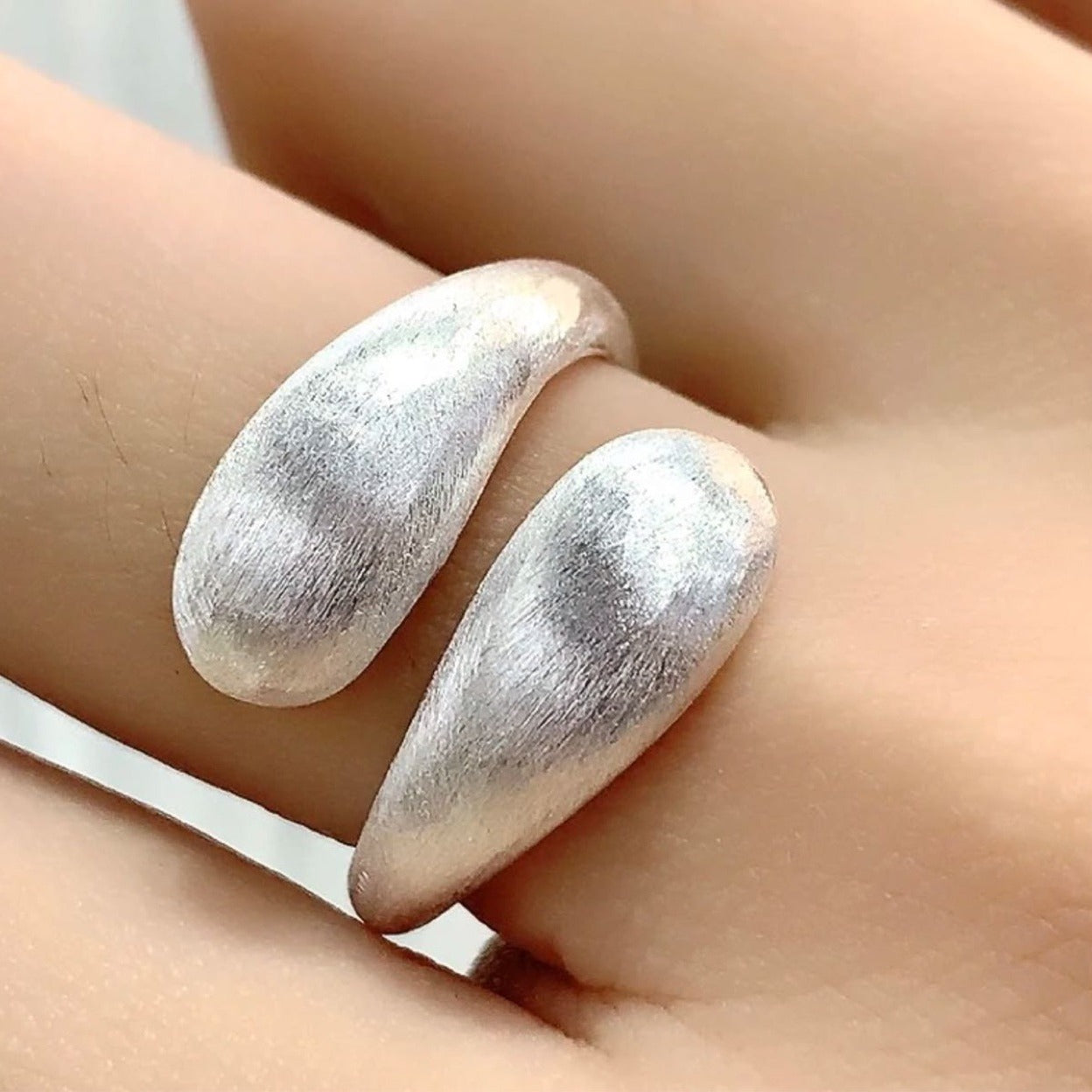 Korean Version 925 Sterling Silver Original Design Brushed Ring Personality Trendy Open Ring Simple Fashion Light Luxury