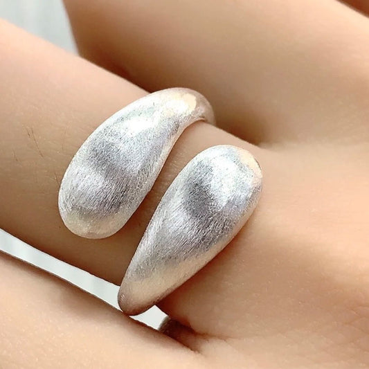 Korean Version 925 Sterling Silver Original Design Brushed Ring Personality Trendy Open Ring Simple Fashion Light Luxury