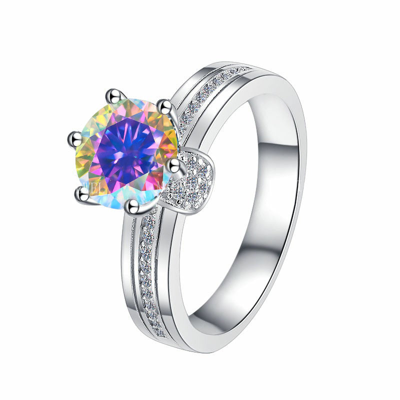 925 Sterling Silver Ring Fashionable High-end Feel Proposal Engagement Adjustable Moissanite Ring Trendy GRA