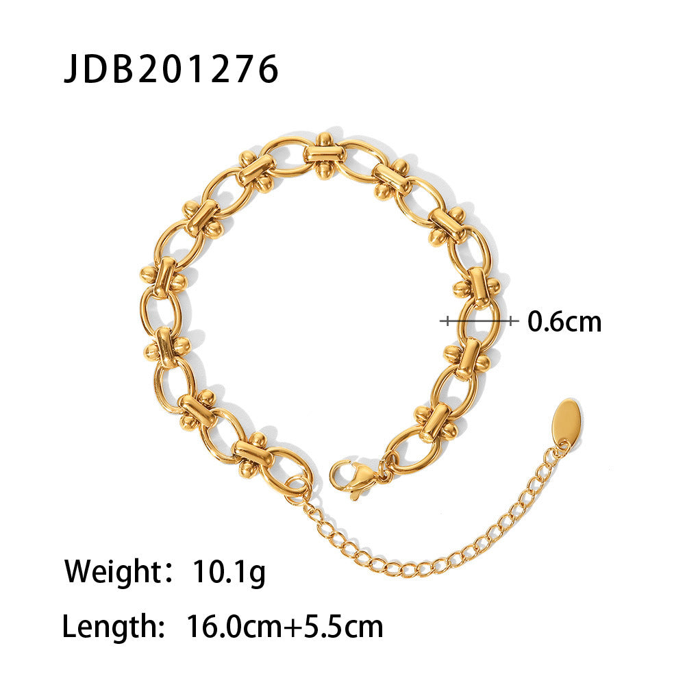 INS Style Summer Titanium Steel Bracelet Women's Fashion Versatile Stainless Steel Zircon Inlaid Bracelet Vintage Bangle