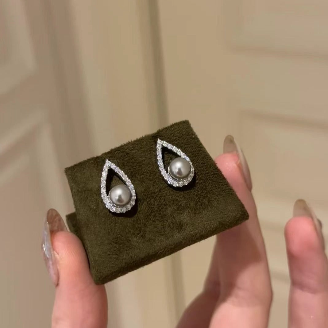 Sterling Silver S925 Light Luxury High-end Jewelry Natural Freshwater Pearl Mermaid Tear Pearl Earrings