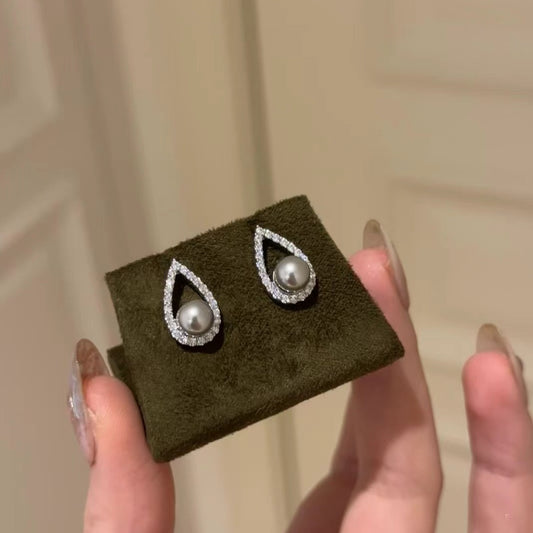 Sterling Silver S925 Light Luxury High-end Jewelry Natural Freshwater Pearl Mermaid Tear Pearl Earrings