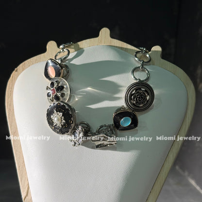 Silver whimsical choker gothic necklace
