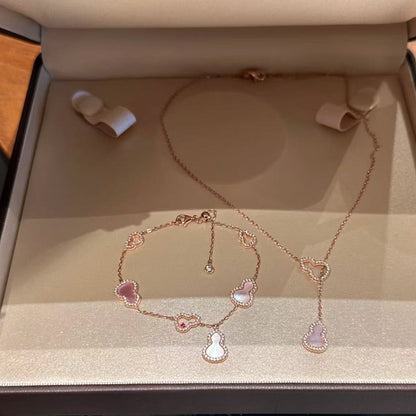 S925 Sterling Silver Natural Pink Mother-of-Pearl Gourd Bracelet Light Luxury Niche Exquisite High-End Feel Elegant Jewelry