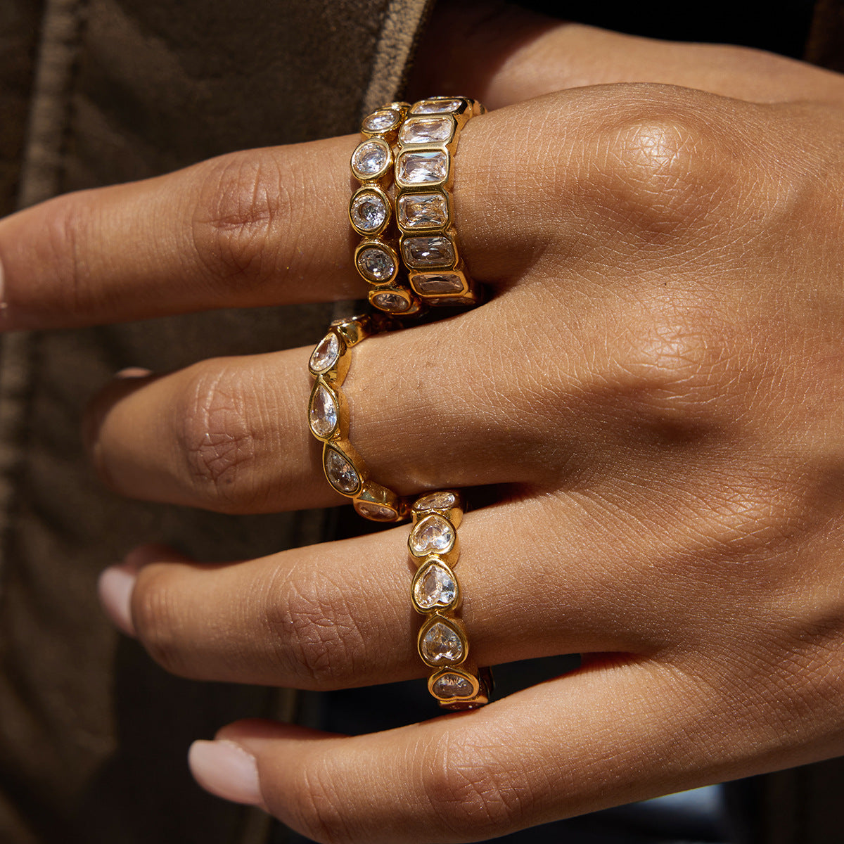 Heart Titanium Steel Ring for Women, Non-Fading Jewelry, Light Luxury High-End Feel, Stainless Steel Accessories